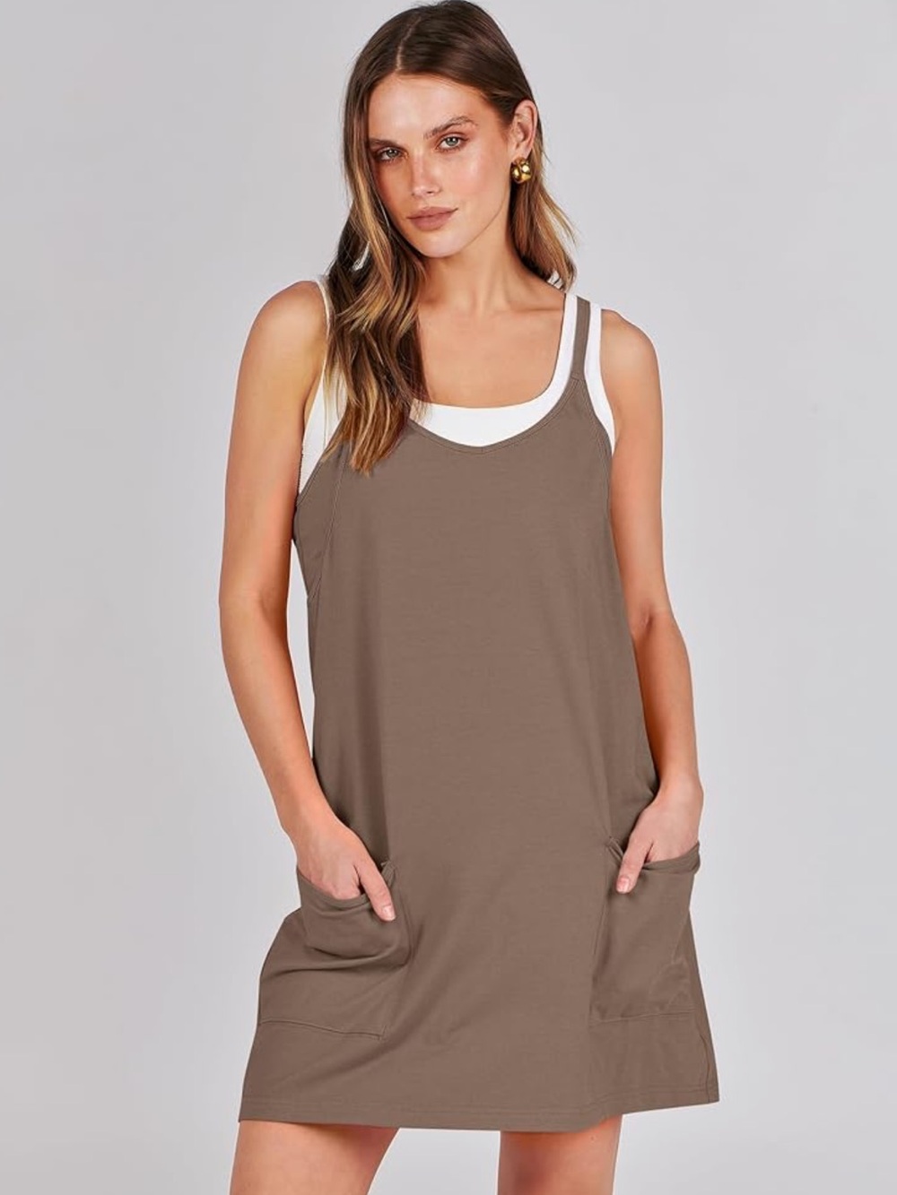 Brown athletic tank top romper dress size XL